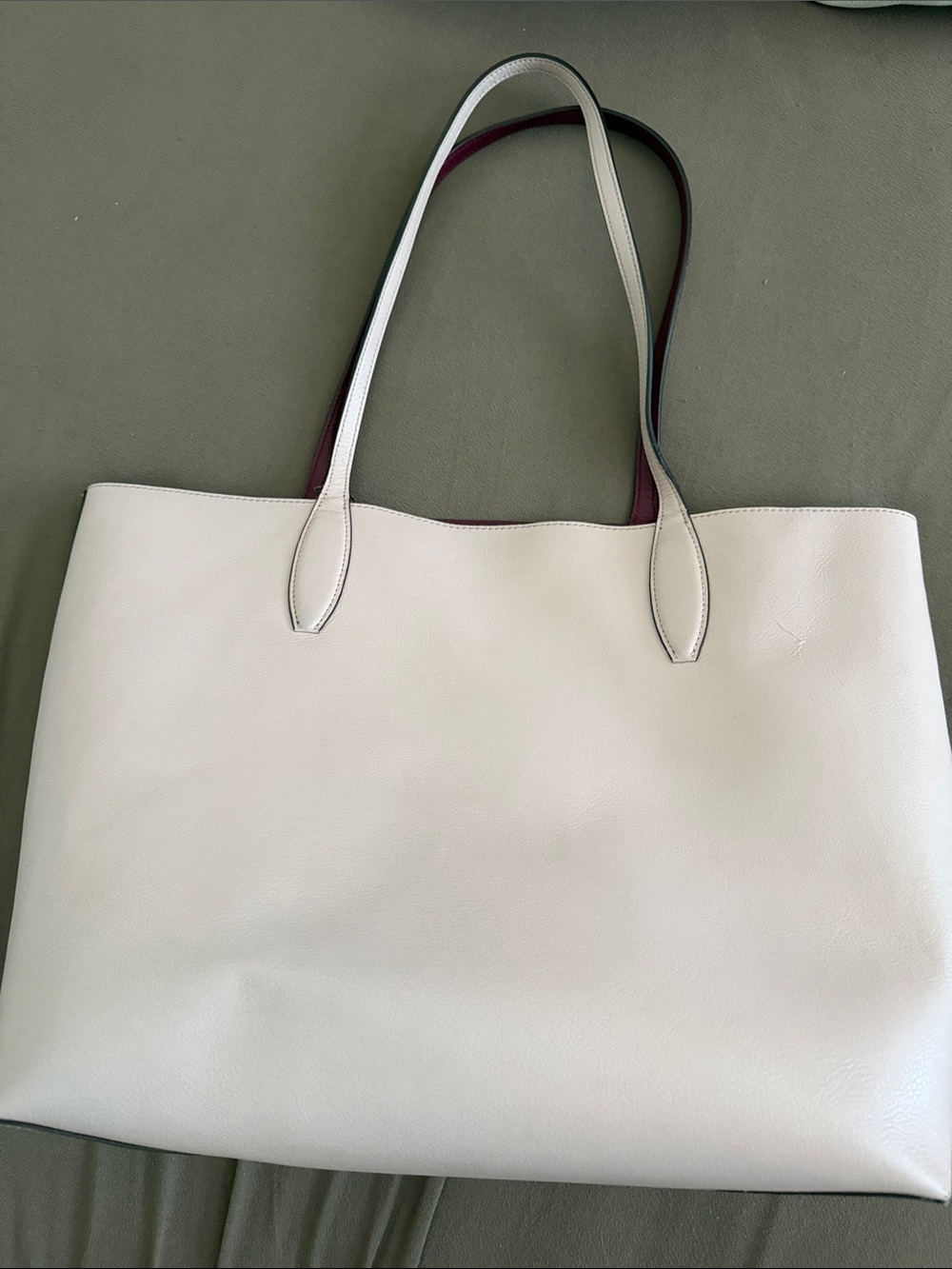 kate spade Pink Tote with Burgundy Logo and Straps - Picture 4 of 4